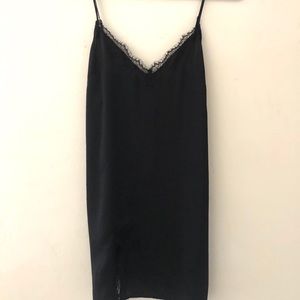 Black silk slip dress